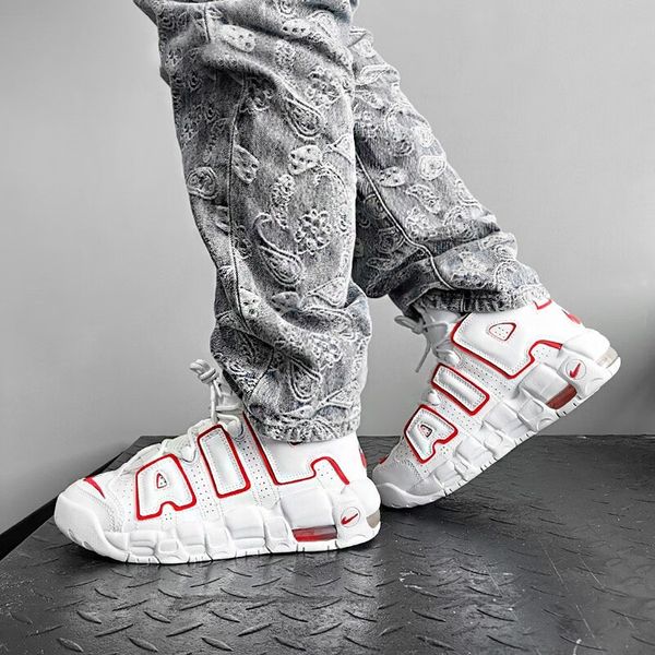 Nike Air More Uptempo "White Varsity Red Outline" GS 2021