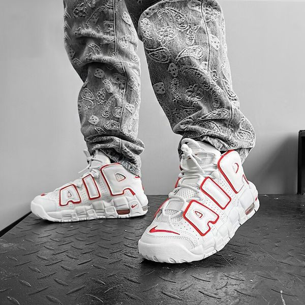 Nike Air More Uptempo "White Varsity Red Outline" GS 2021