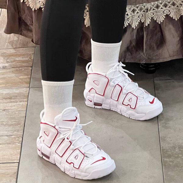 Nike Air More Uptempo "White Varsity Red Outline" GS 2021