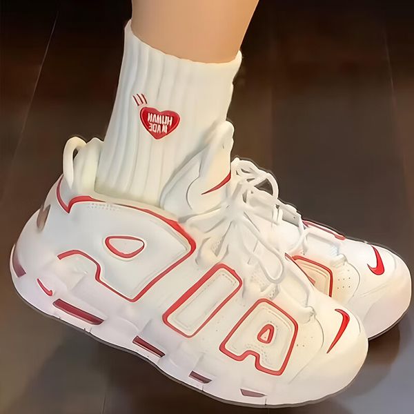 Nike Air More Uptempo "White Varsity Red Outline" GS 2021