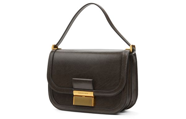 CHARLES&KEITH ck  PU    Dark Moss/Black/Oat