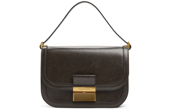 CHARLES&KEITH ck  PU    Dark Moss/Black/Oat