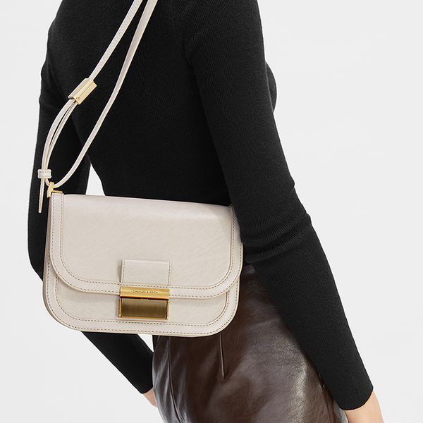 CHARLES&KEITH ck  PU    Dark Moss/Black/Oat